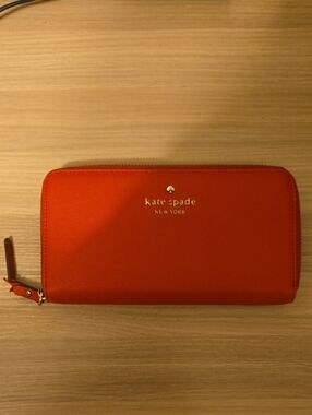 kate spade Red Zip Around Leather Wallet